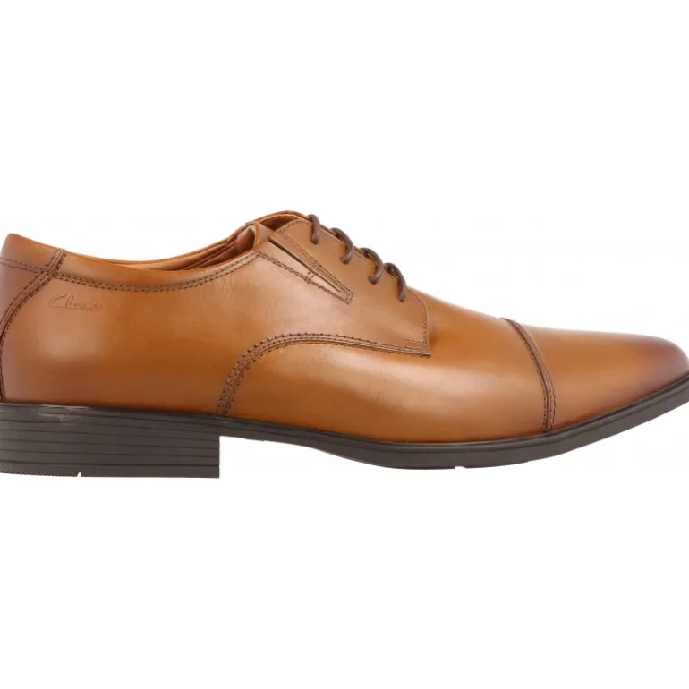 Classique*Clarks Tilden Cap Dark Tan Leather Marron