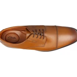 Classique*Clarks Tilden Cap Dark Tan Leather Marron