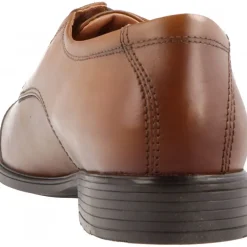 Classique*Clarks Tilden Cap Dark Tan Leather Marron