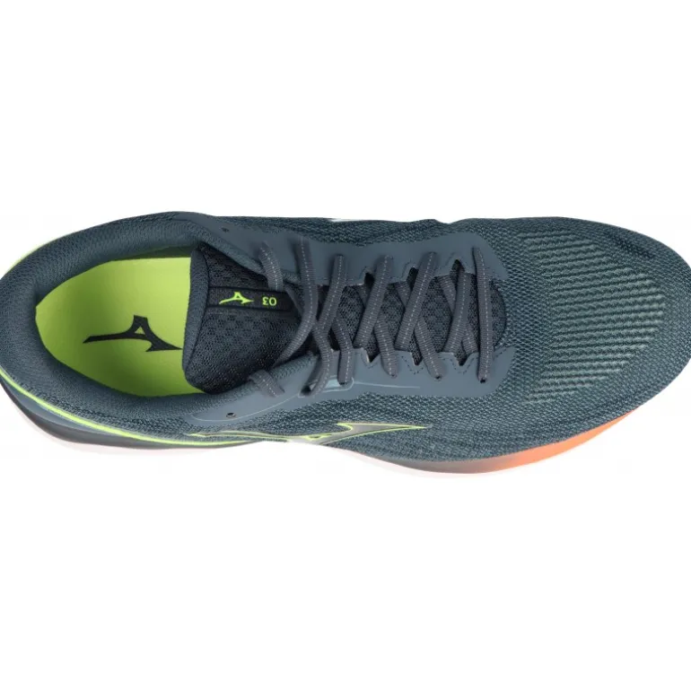 Running|Baskets*Mizuno Wave Skyrise 3 Smoke Blue/Neo Lime Neon/Flame